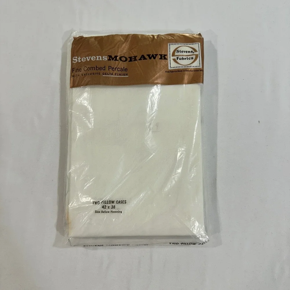 Stevens Mohawk Pillowcases Fine Combed Percale 100% Cotton Vintage x2 White NOS